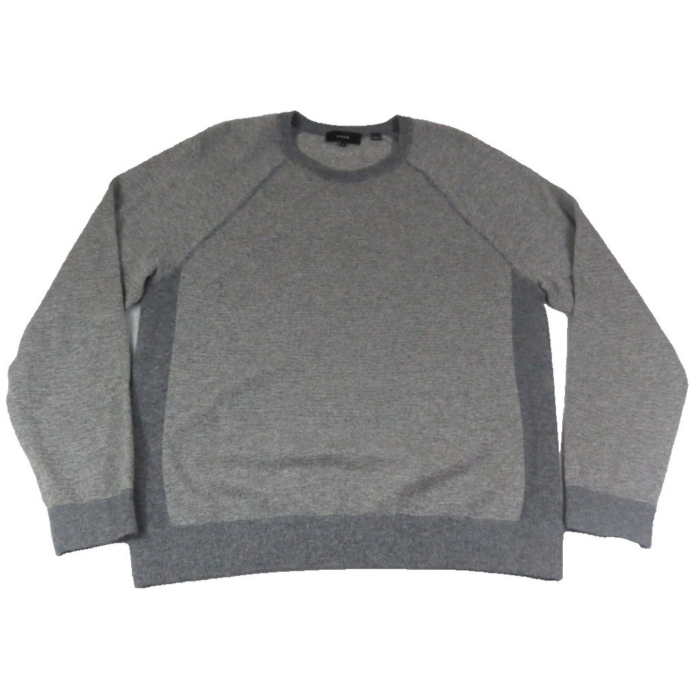 Vince Wool Cashmere‎ Birdseye Crewneck Sweater Men's L Gray Raglan Sleeve